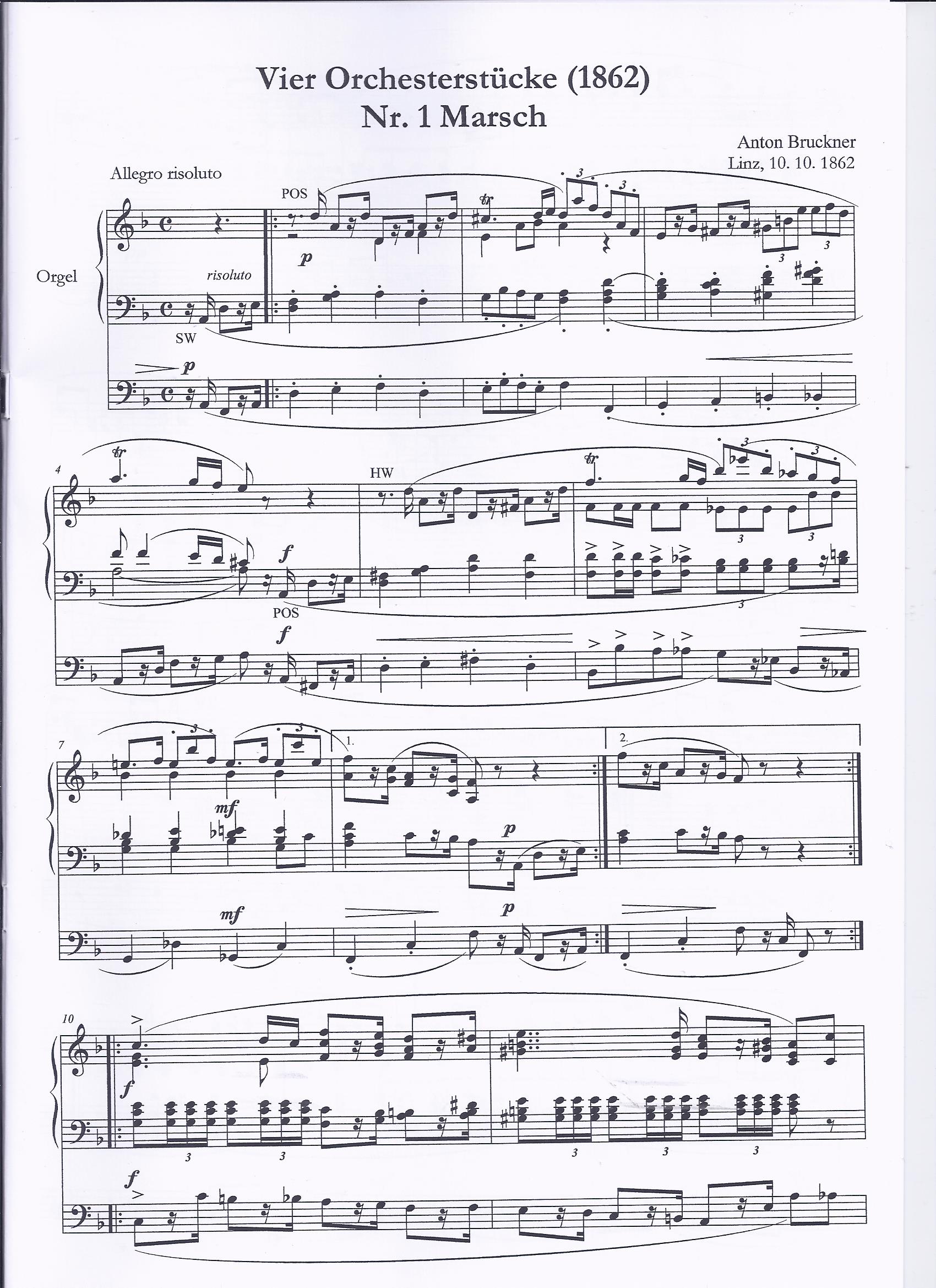 Bruckner Vier Orchesterstücke S. 1